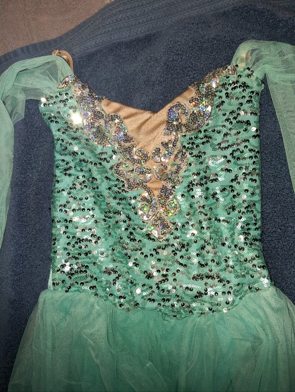 Sparkly Blue-green Dance Costume